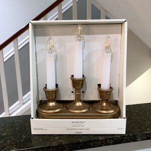Hearth & Hand Magnolia Brass Finish LED Window Candelabra Battery and Timer NEW